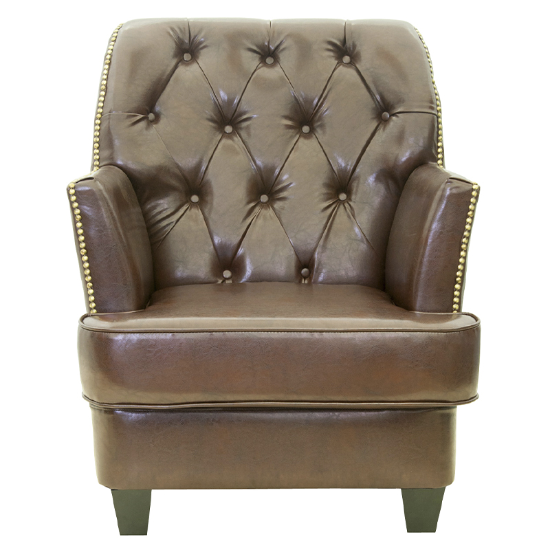 

Кресло кожаное c мягкими подлокотниками на 4-х деревянных ножках из массива березы Joseph Armchair brown