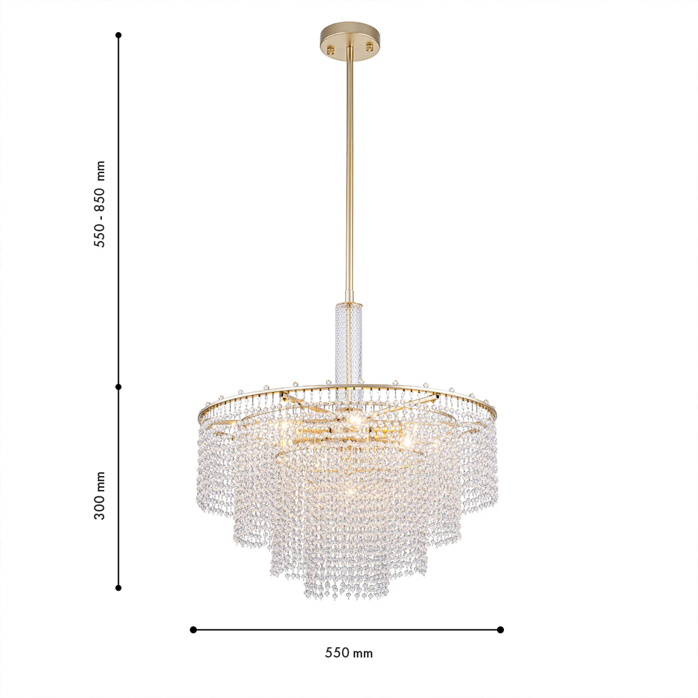 Люстра многоярусная с каскадами кристаллов Crystal Rains в Москве