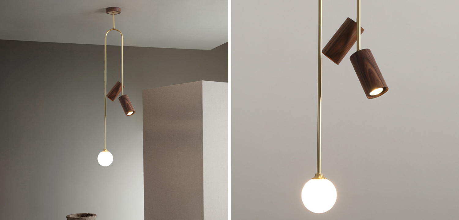 Потолочный светильник Ando Wooden Metal Brass Light 3 плафона - фото №1