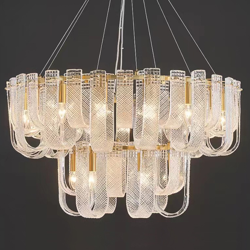  Prudence Textured Glass Two Tier Chandelier      | Loft Concept 