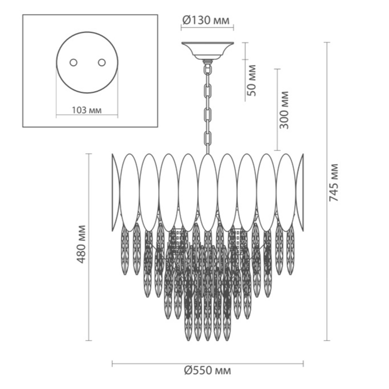 Люстра KEBO KING CHANDELIER four cascades D 55 в Москве