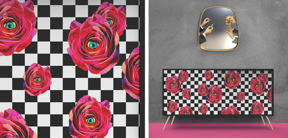 Комод Toiletpaper Roses on check Retro Furniture with a Surreal Mood Комод Toiletpaper Roses on check Retro Furniture with a Surreal Mood - Loft-Concept