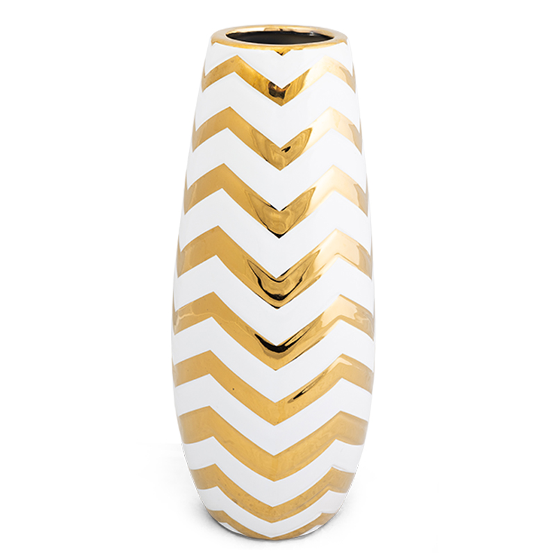 Ваза Gold chevron Vase Белый Глянцевое золото в Москве | Loft Concept 