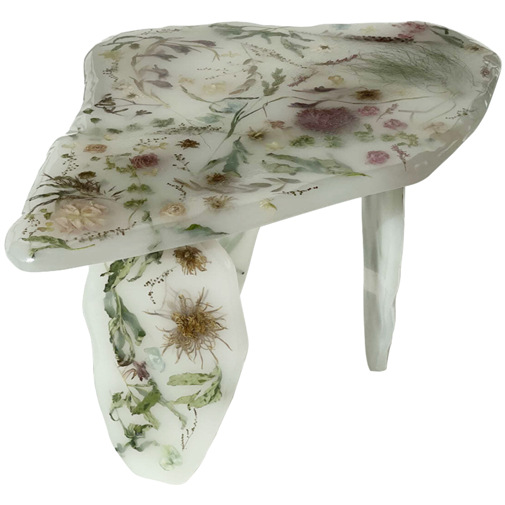 

Журнальный стол из эпоксидной смолы с цветами White Flowers Epoxy Resin Coffee Table