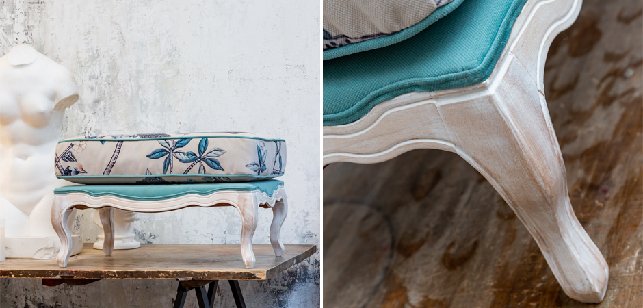 Банкетка с синими павлинами Emperor