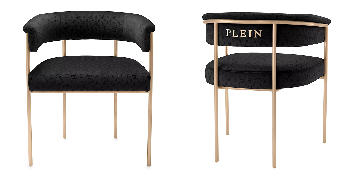 Стул Philipp Plein Dining Chair Monogram Чёрный - фото