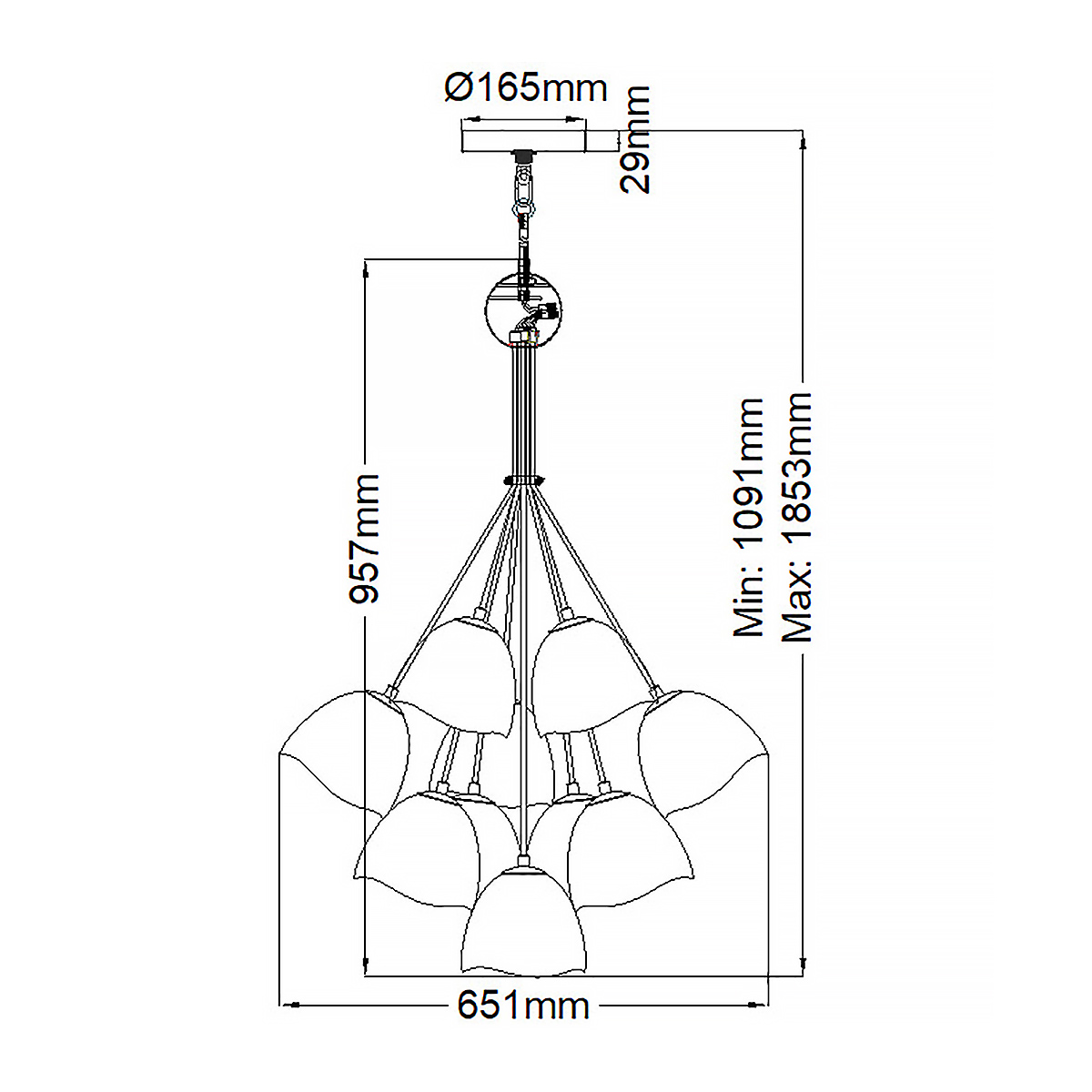 Люстра с 15-ю белыми  плафонами с золотой внутренней поверхностью Hinkley в Москве