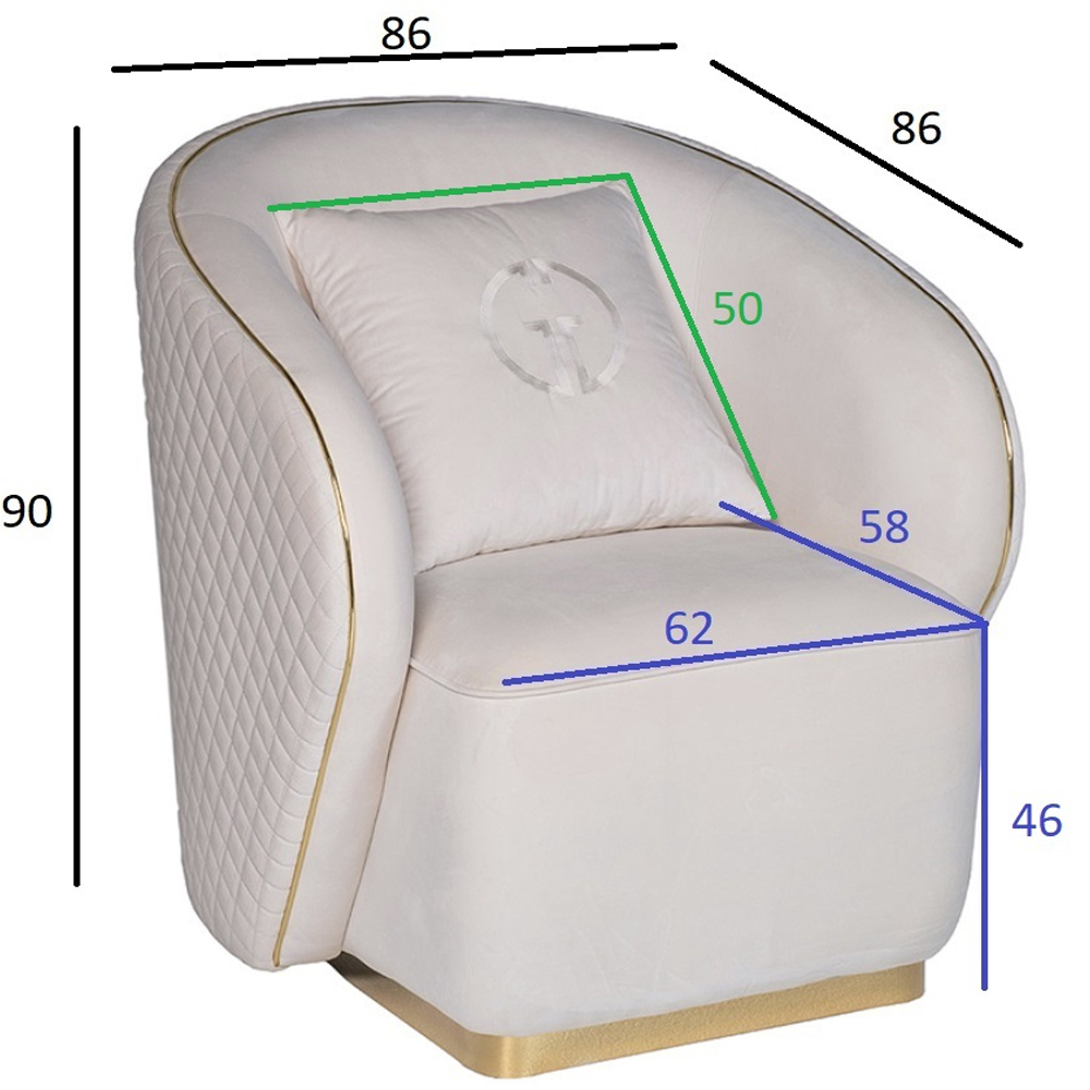 Кресло велюровое оттенка слоновой кости с простроченной спинкой Perfect Comfort в Москве