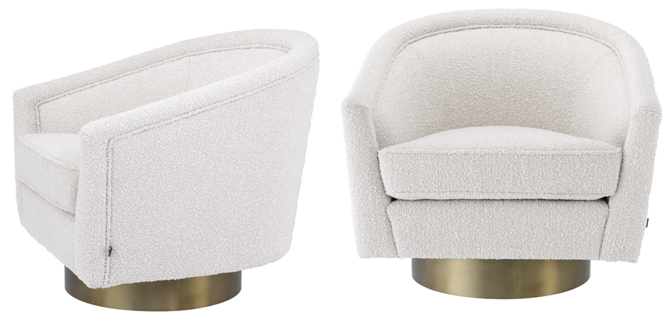 Кресло Eichholtz Swivel Chair Catene Boucle cream - фото №1