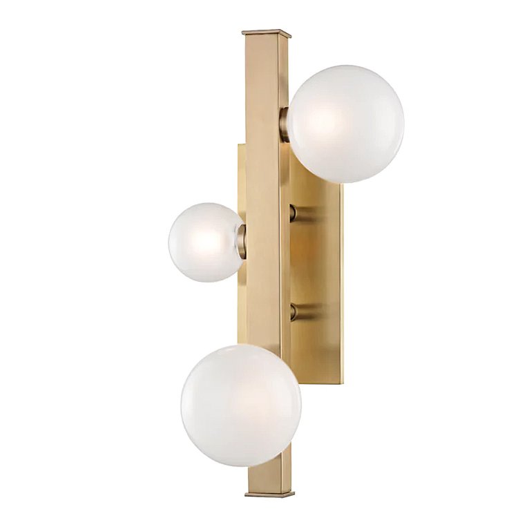  Hudson Valley 8703-AGB Mini Hinsdale 3 Light Wall Sconce In Aged Brass    | Loft Concept 