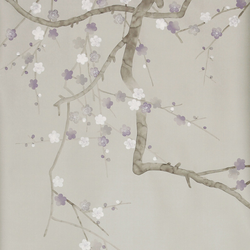    Plum Blossom Special Colourway on Oyster Shell metallic silk    | Loft Concept 