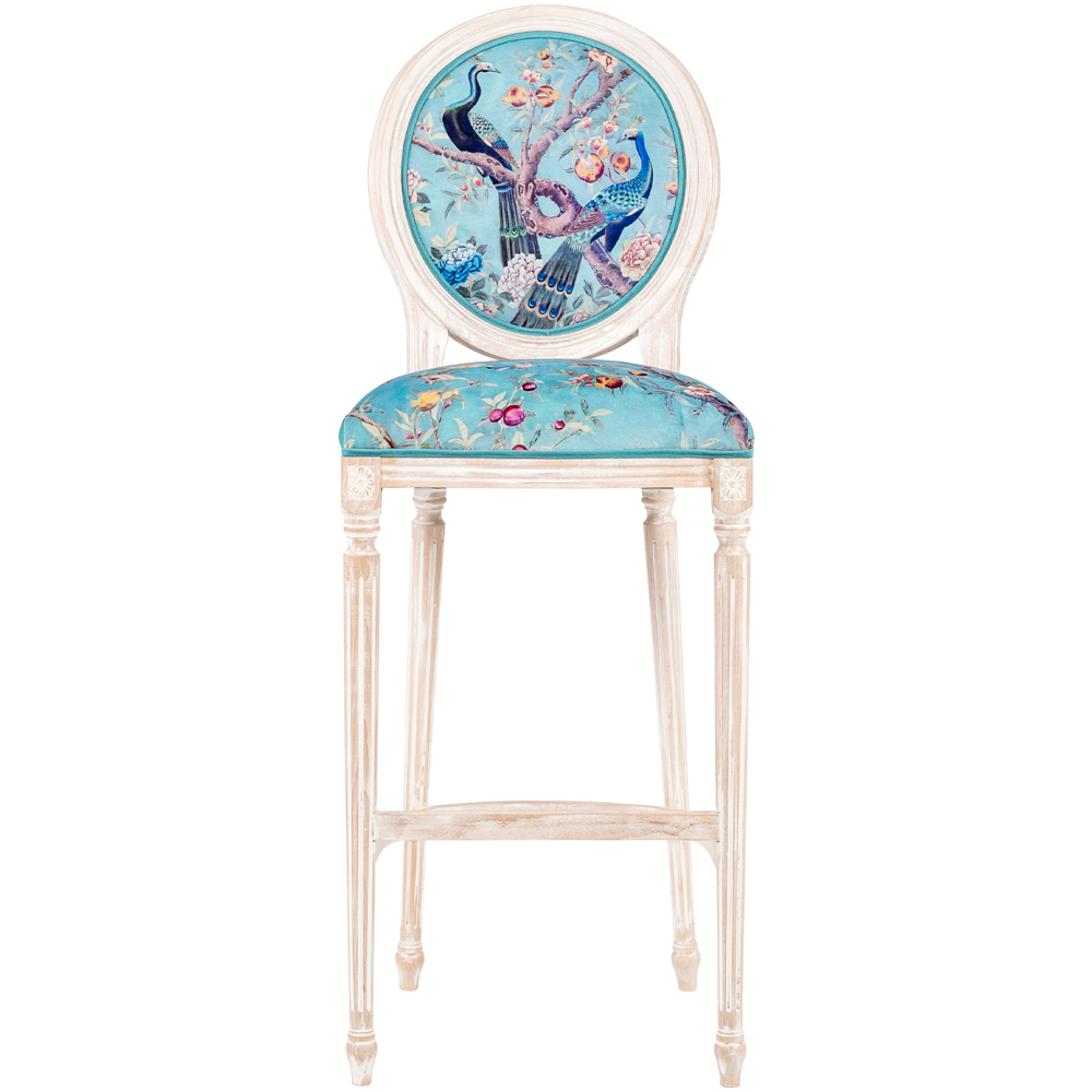

Барный стул из массива бука с изображением птиц и цветов Turquoise Beige Chinoiserie Garden Chair