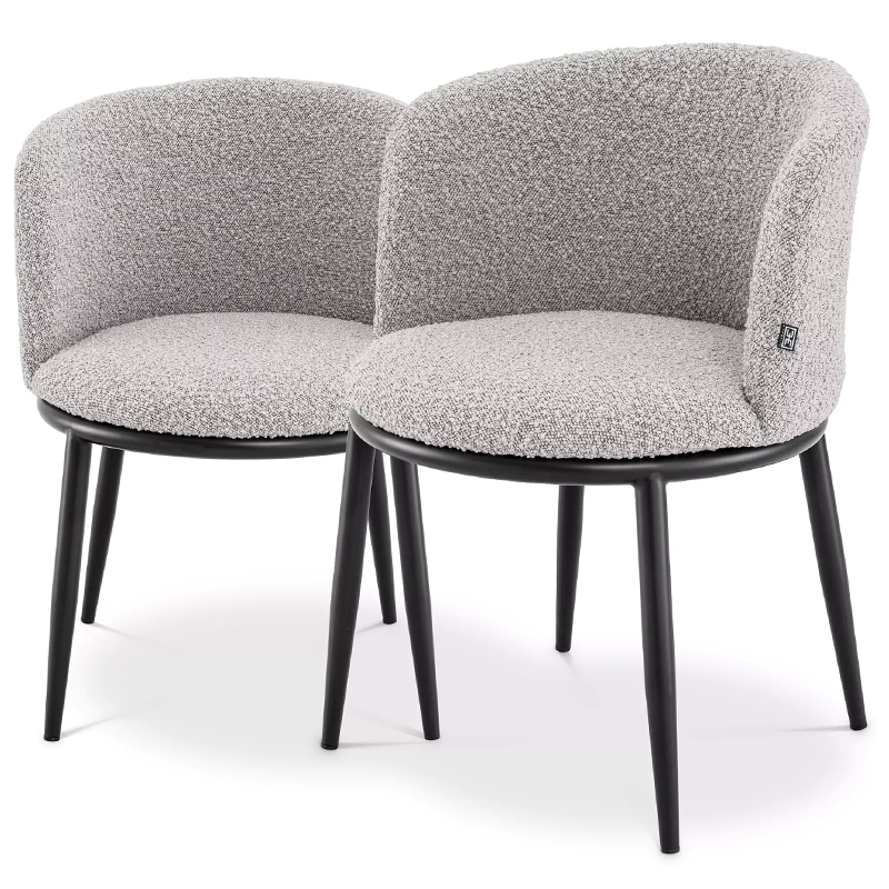     Eichholtz Dining Chair Filmore Set of 2 Boucle Grey     | Loft Concept 