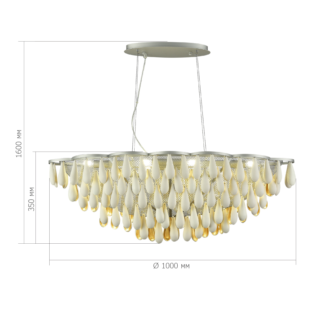 Люстра с подвесками в форме капель на серебристом каркасе Raindrop в Москве