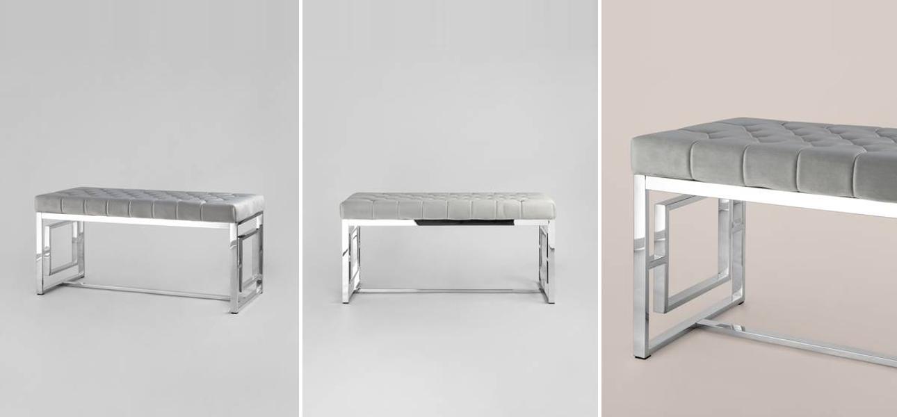 Банкетка Milan серый велюр - фото