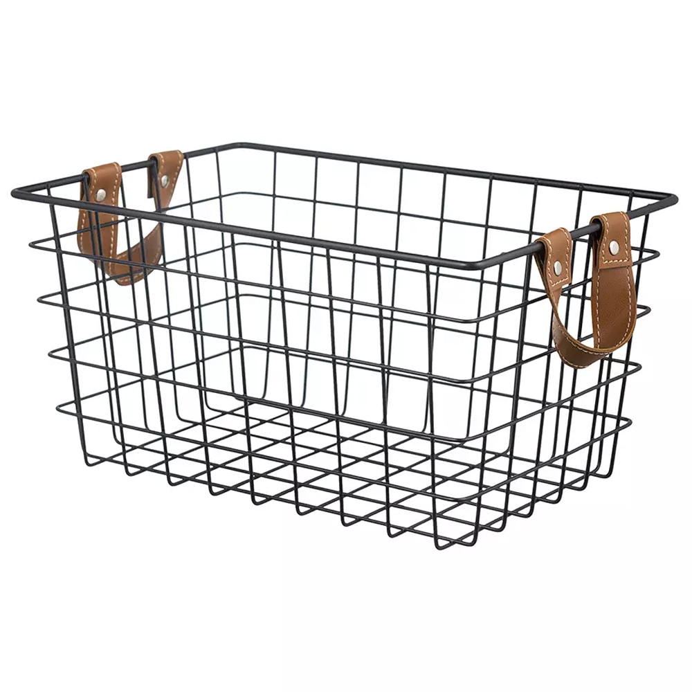 

Корзина для хранения железная с ручками Iron Basket черная