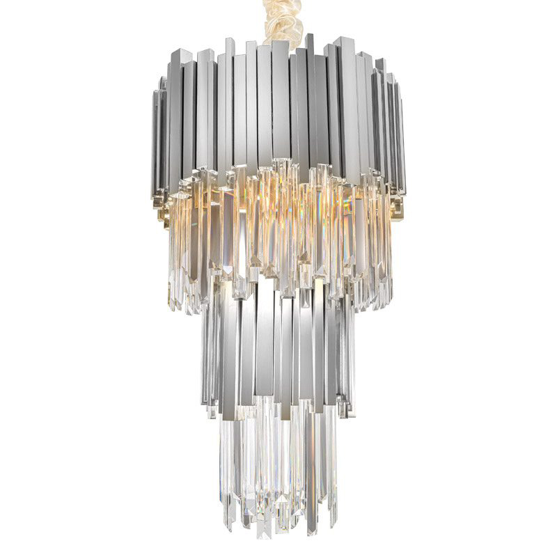   Luxxu Modern Cascade Chandelier Silver Metal Glass 35      | Loft Concept 