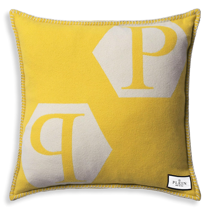  Philipp Plein Cushion Cashmere PP Logo 65 x 65 Yellow     | Loft Concept 