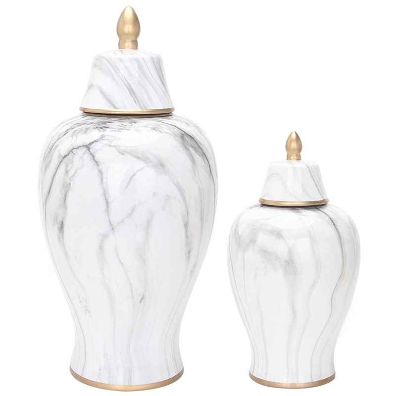    White Marble Gold Vase   Bianco      | Loft Concept 