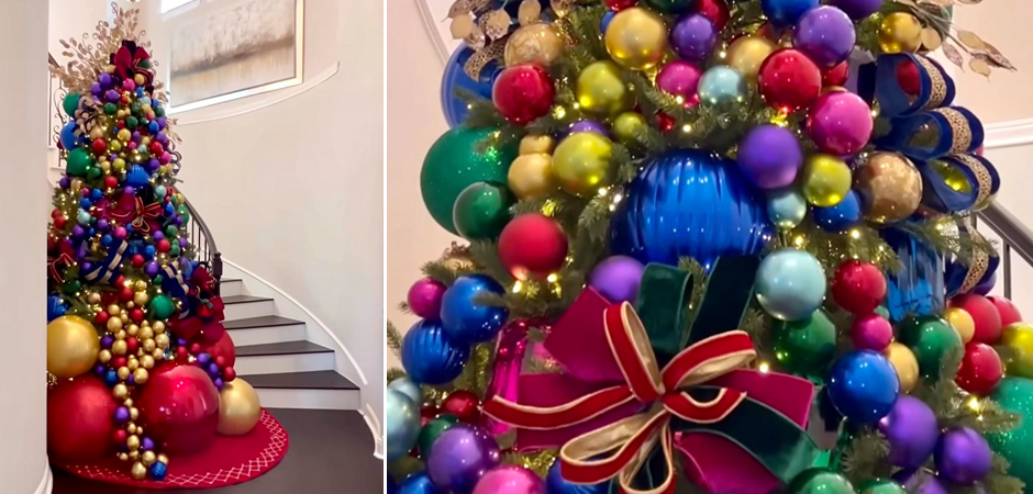 Дизайнерская Елка с Разноцветными шарами Christmas tree colorful balls - фото №2