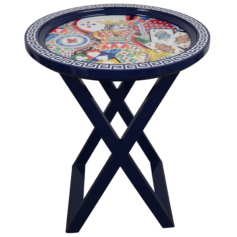  Playing Cards Painted Round Countertop Side Table     | Loft Concept 