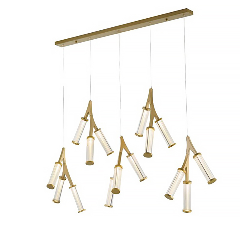 Люстра Cylinder Branches Chandelier Gold 15 Золотой Прозрачный в Москве | Loft Concept 