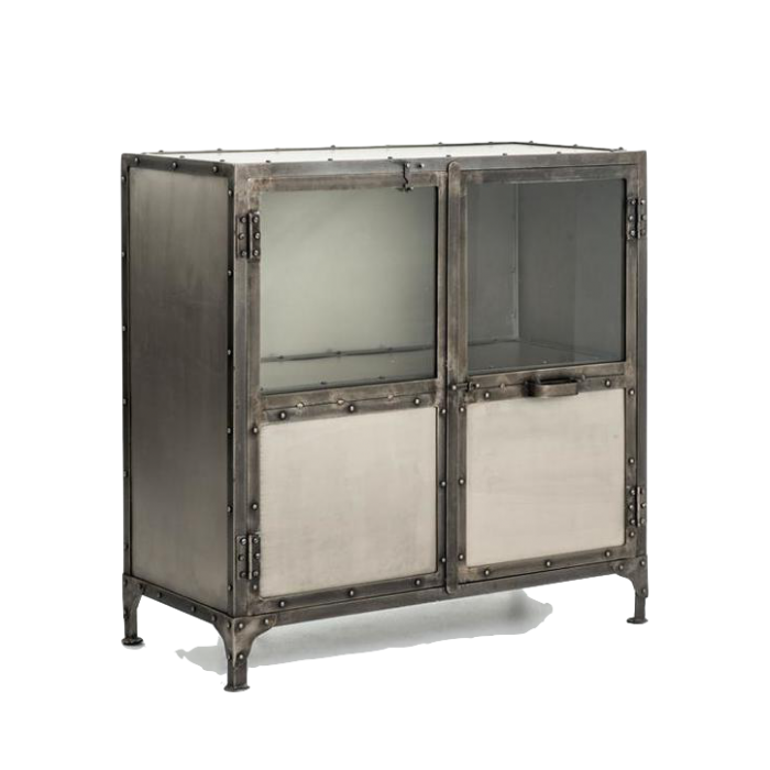   Industrial Steampunk Nickel 2 Door Cabinet    | Loft Concept 