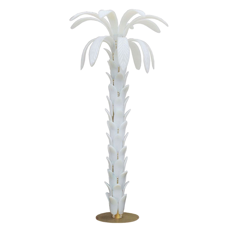 

Дизайнерская Торшер Пальма из Белого Стекла Модерн ХХ века Murano Glass Palm-Shaped Floor Lamp