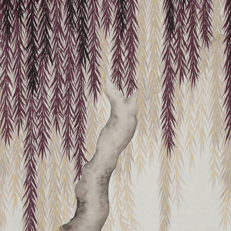    Willow Boysenberry on Bleached White dyed silk    | Loft Concept 