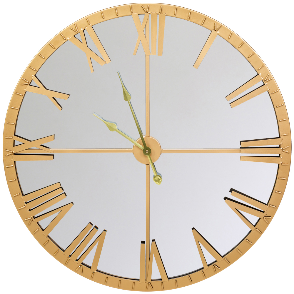 

Часы настенные зеркальные с золотым металлическим циферблатом Mirror Tower Clock