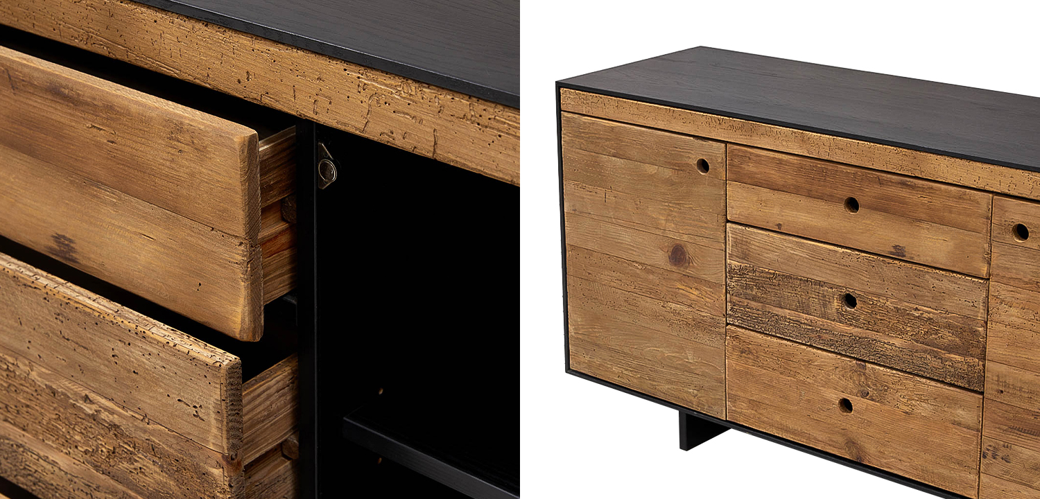 Комод деревянный с 2-мя дверцами и 3-мя ящиками Russell Chest of Drawers - фото №1