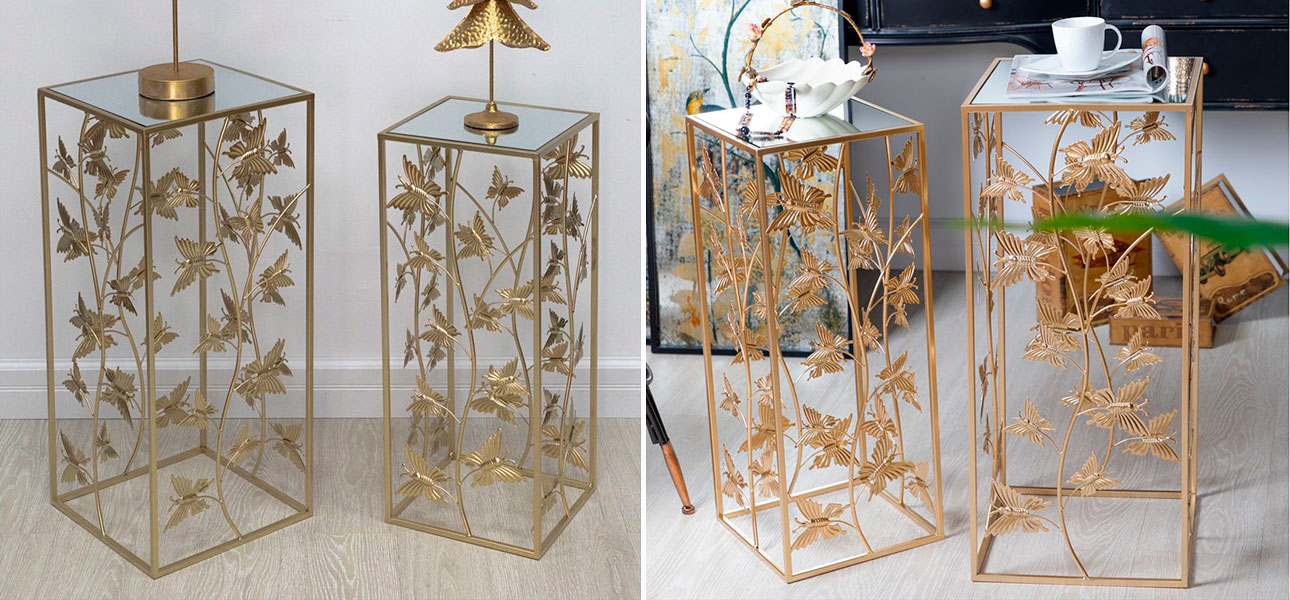 Столик высокий на металлическом основании Golden Butterflies - фото