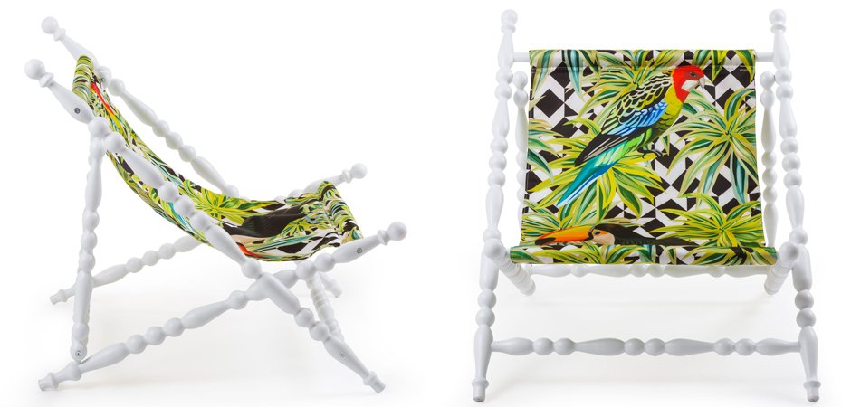 Стул Seletti Heritage Foldable Deckchair Parrots white Стул Seletti Heritage Foldable Deckchair Parrots white - Loft-Concept