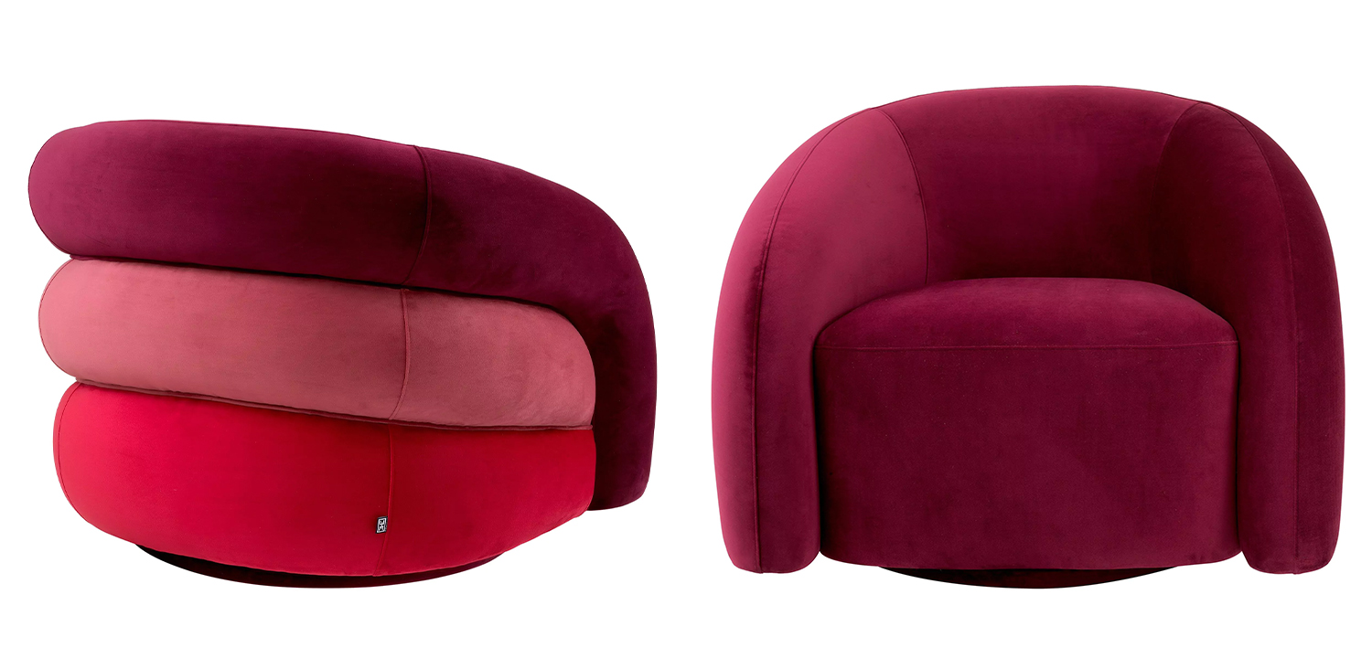Кресло Eichholtz Chair Novelle Bordeaux Red Velvet - фото