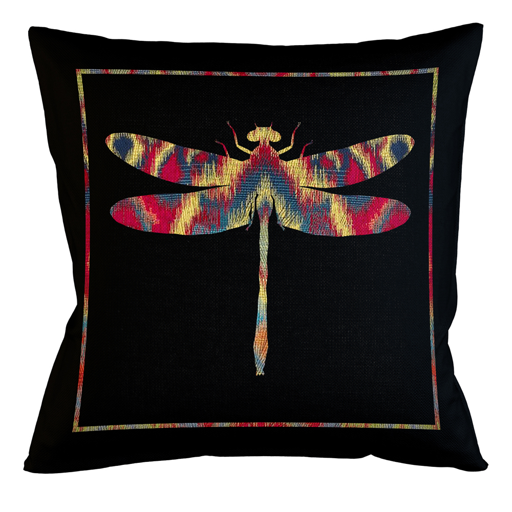 

Подушка декоративная стрекоза разноцветная Ikat Pattern
