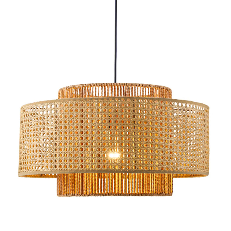Подвесной светильник с абажуром из плтеного бамбука Light Inside the Cell Бежевый Черный в Москве | Loft Concept 