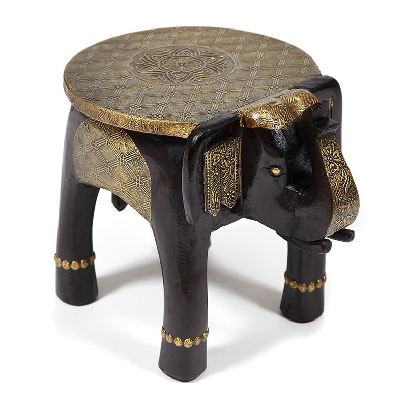   Antique Indian Brass Mango Wood Elephant Table     | Loft Concept 