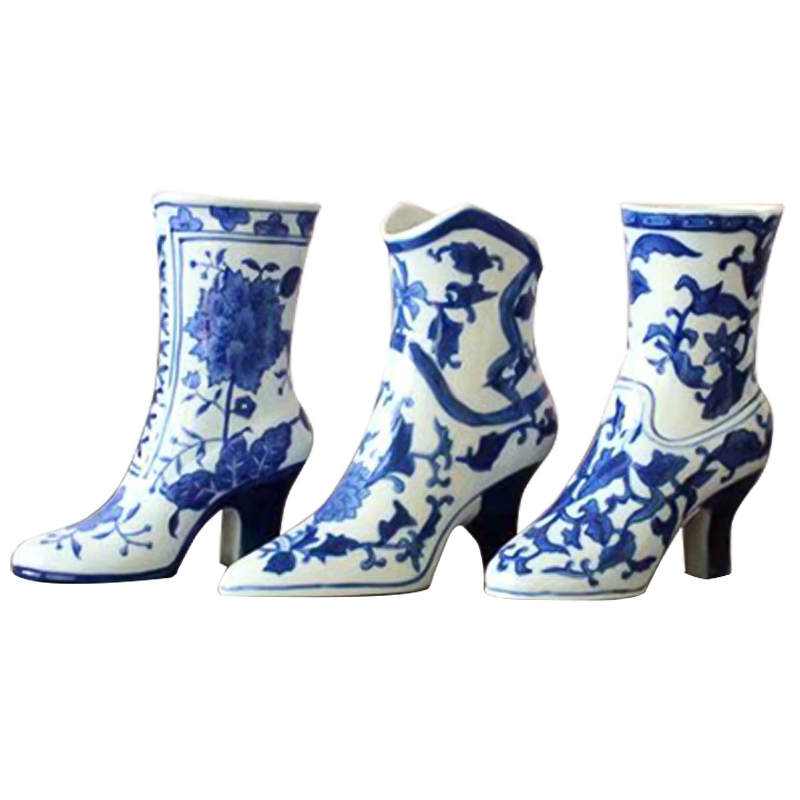   Oriental Blue Boot Vase     | Loft Concept 