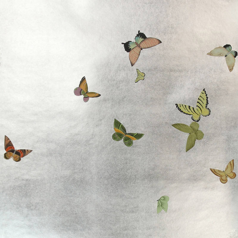    Butterflies Emerald on Tarnished Silver gilded paper    | Loft Concept 