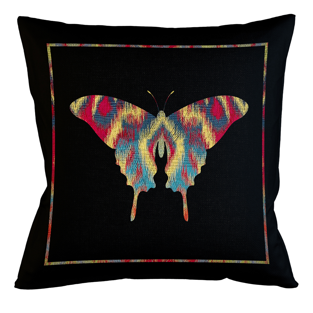 

Подушка декоративная бабочка разноцветная Ikat Pattern