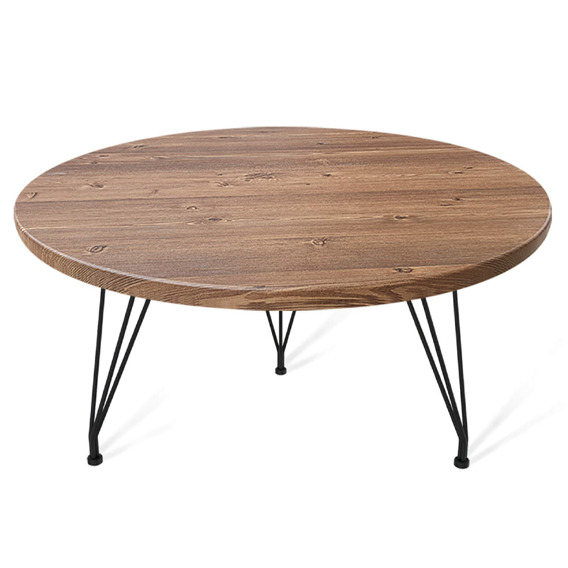 

Стол журнальный c коричневой круглой столешницей на трех металлических ножках Charm Coffee Table