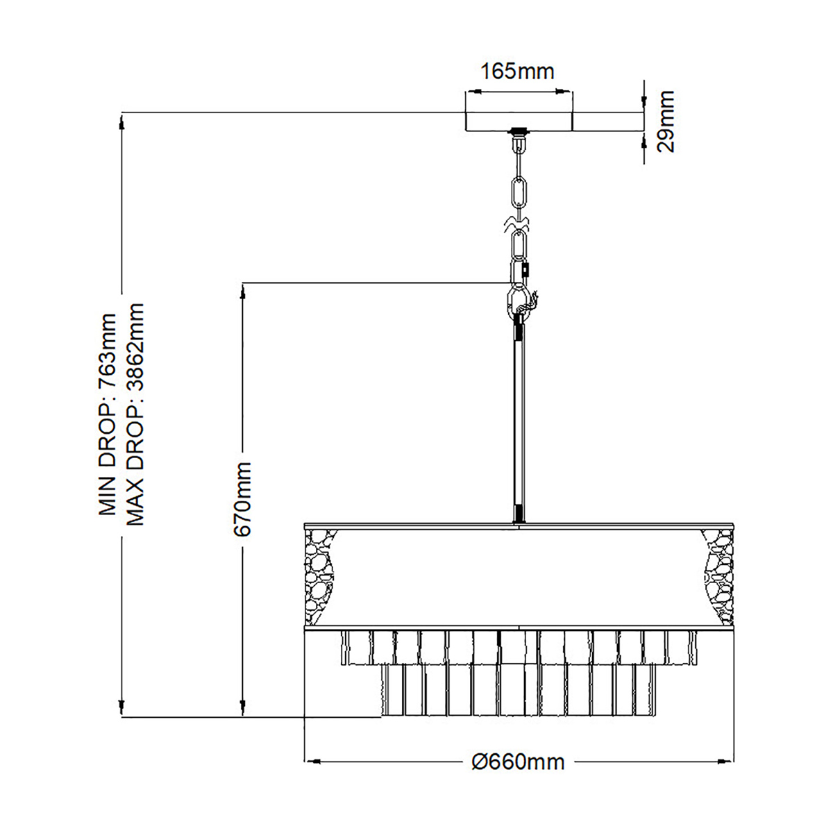 Люстра круглая с подвесками из текстурированного стекла молочного цвета Hinkley в Москве