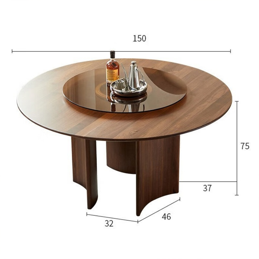 Стол обеденный круглый с двойной столешницей Walnut Wood Table в Москве