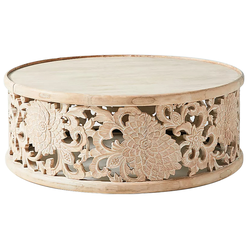    Handcarved Lotus Round Coffee Table    | Loft Concept 