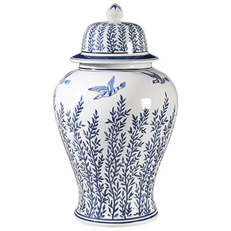    Oriental Blue & White Flying Birds Vase     | Loft Concept 