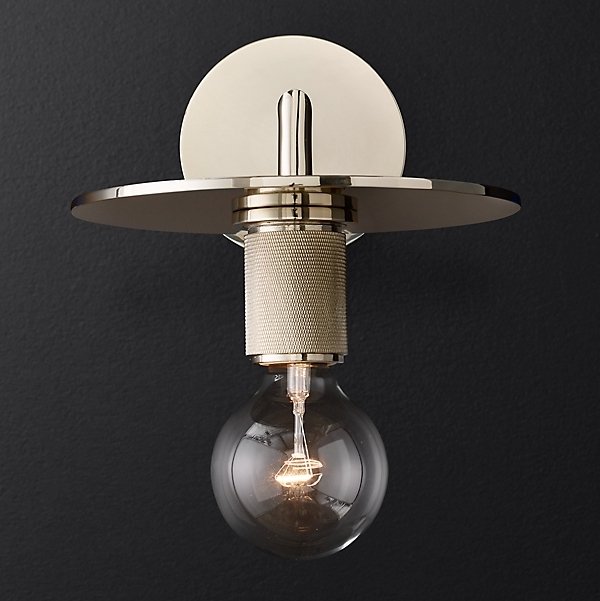  RH Utilitaire Knurled Disk Shade Sconce Silver    | Loft Concept 