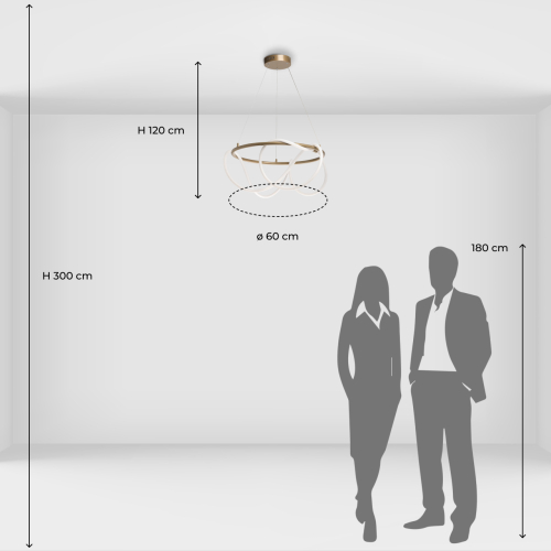 Люстра подвесная круглая золотого цвета с белыми изогнутыми световыми линиями Luke Lampco Tracer Lamp в Москве