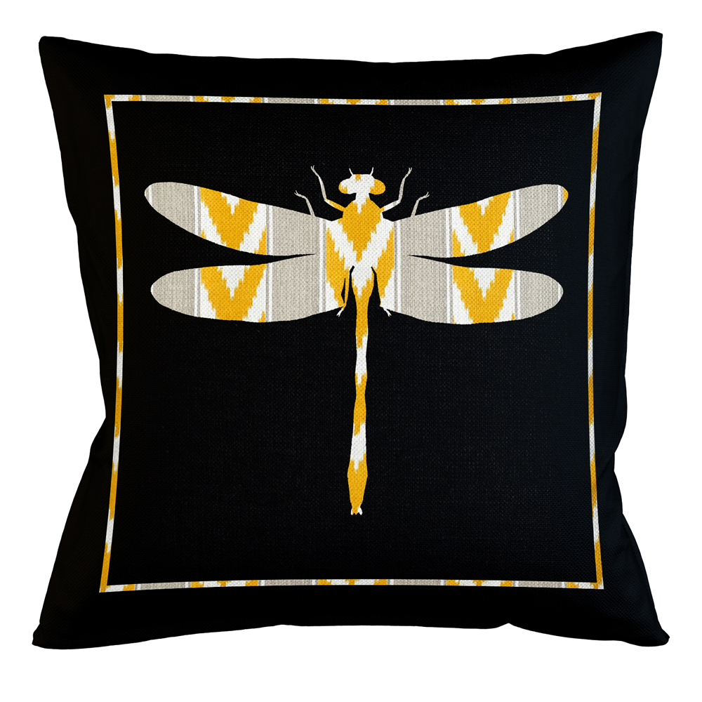 

Подушка декоративная стрекоза серо-желтая Ikat Pattern