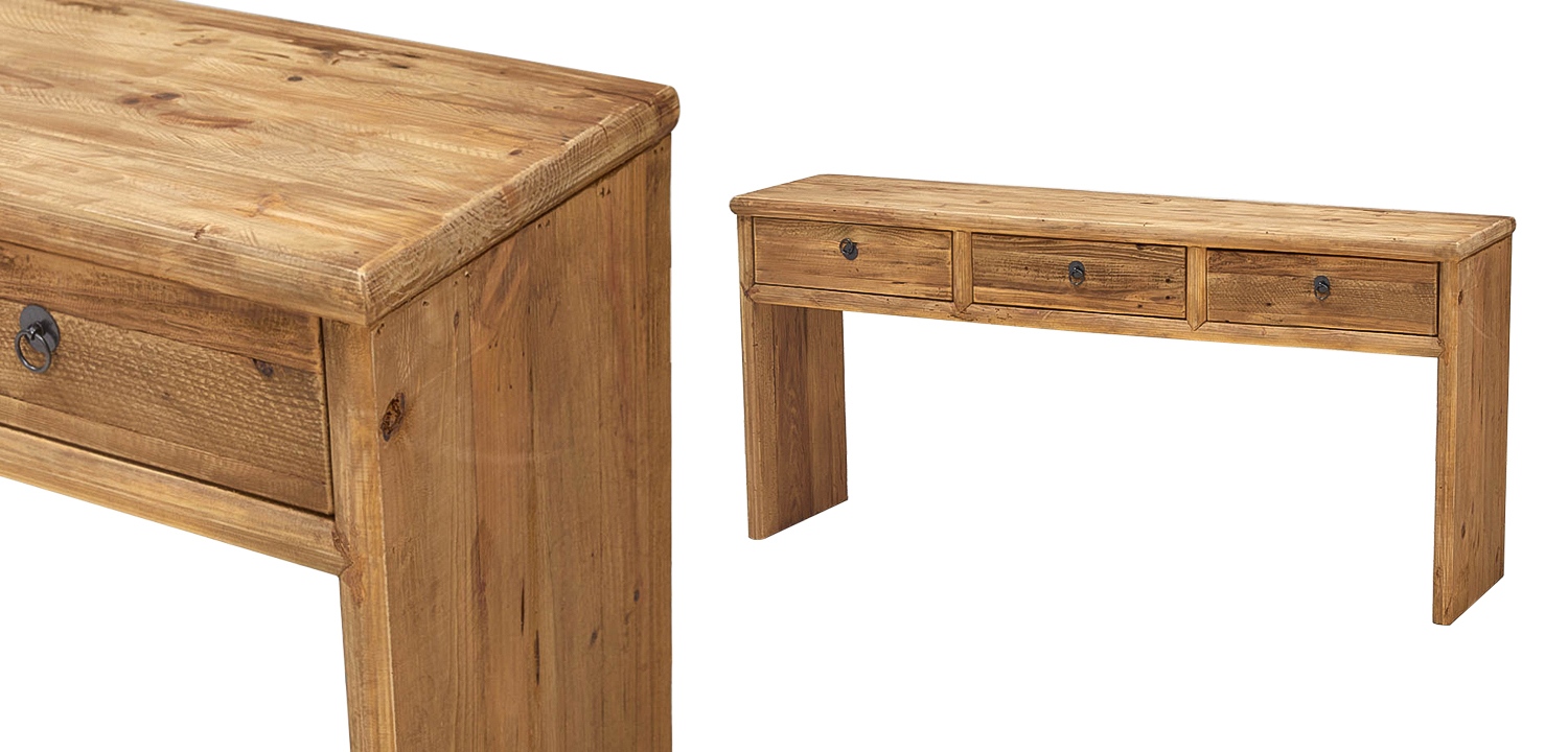 Деревянная консоль с 3-мя ящиками Gillian Wood Console - фото