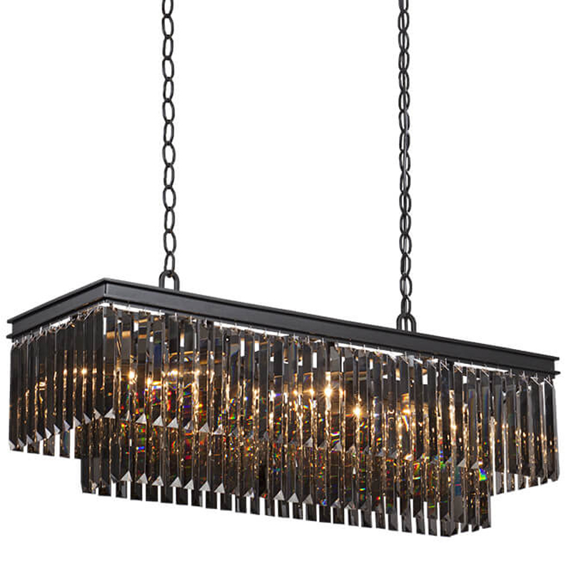  Odeon Gray glass Rectangular Chandelier Black iron     100     | Loft Concept 